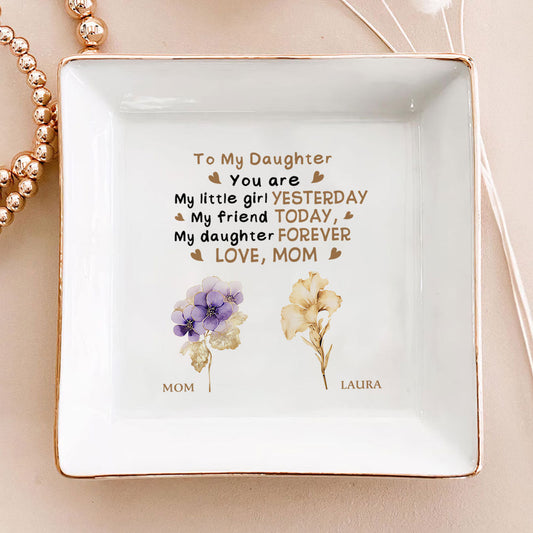 To My Daughter Birth Month Flower - Personalized Jewelry Dish