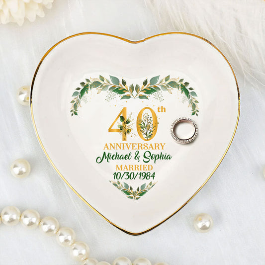 Wedding Anniversary - Personalized Heart Shaped Jewelry Dish