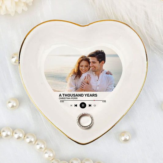 Our Favorite Love Song - Personalized Heart Shaped Jewelry Dish
